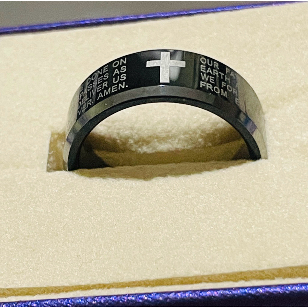 Our Father Prayer Ring | Real Tungsten Carbide | Black & Silver | Size 8 product photo 4