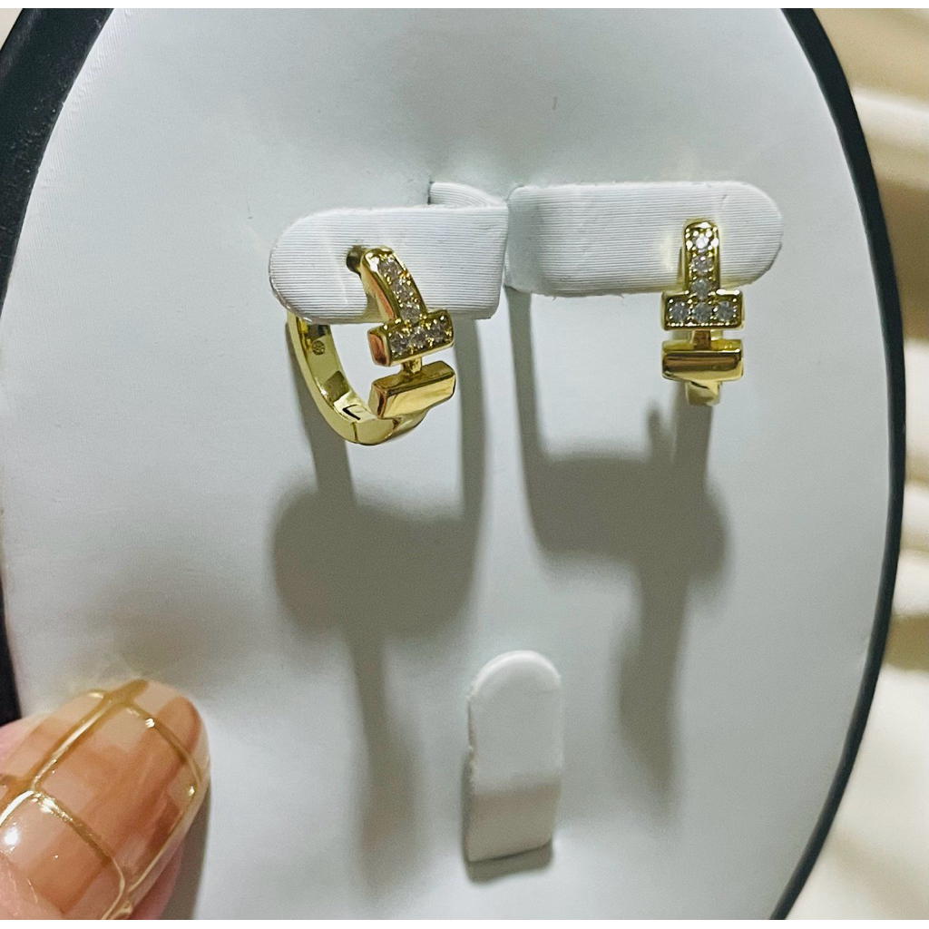 Tiff-Inspired Loop Earrings with Diamond Accents | Yellow Gold & Platinum Settings product photo 2