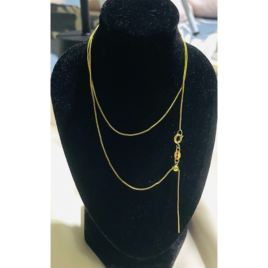 Adjustable Thin Boxed Chain Necklace | Premium Gold Setting 20inches product photo 2