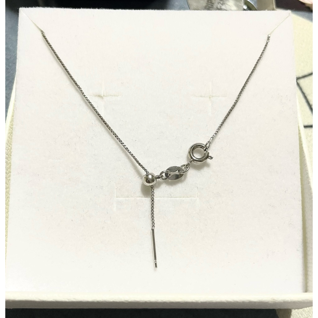 Adjustable Thin Box Chain Necklace | Platinum Setting product photo 4
