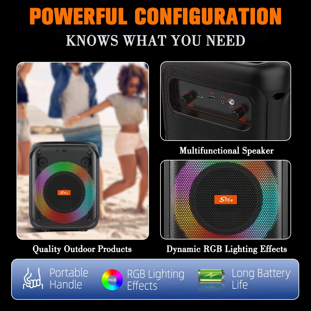 Super Bass Portable 6.5 inch 40w 12000 PMPO Karaoke Bluetooth 5.4 Speaker RGB With Dual Wireless Mic — view 4