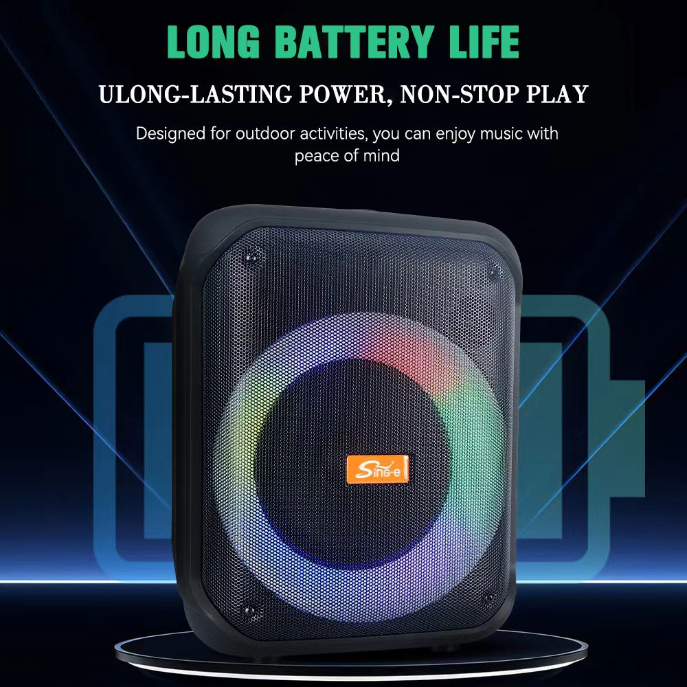 Super Bass Portable 6.5 inch 40w 12000 PMPO Karaoke Bluetooth 5.4 Speaker RGB With Dual Wireless Mic — view 5