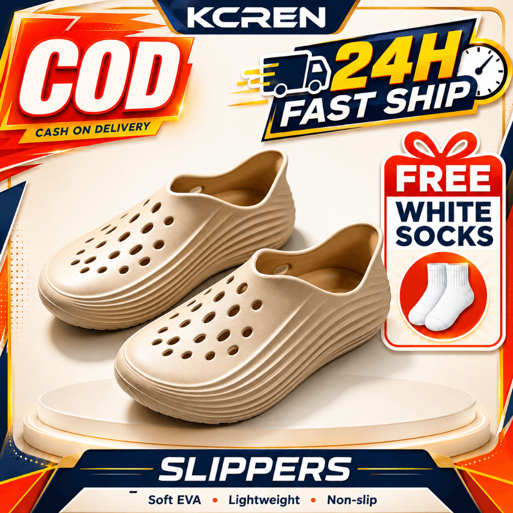 Free SocksKcren EVA Clogs for Men Soft Lightweight Non-slip Slippers COD 24Fast Ship
