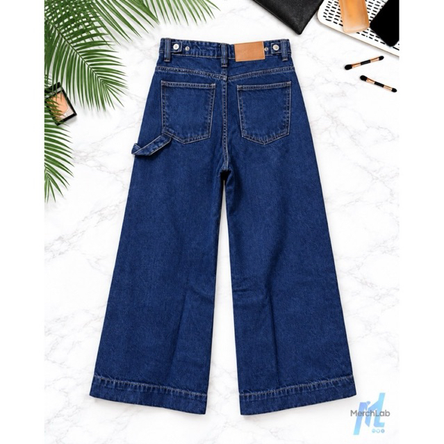 C Kl3in Wide-Leg Denim Jeans | Dark Wash Blue | Semi-Flare Cut | Size 26 product photo 2