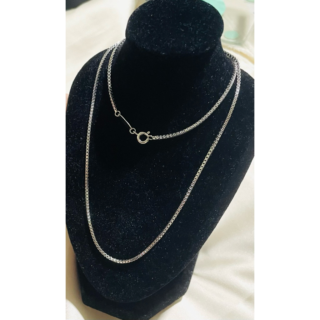 Box Chain Necklace | Platinum Setting 20inches product photo 2