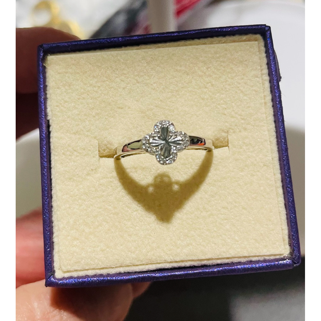 Four-Leaf Clover Ring with Diamond Accents | Platinum Setting | Size 6 product photo 5