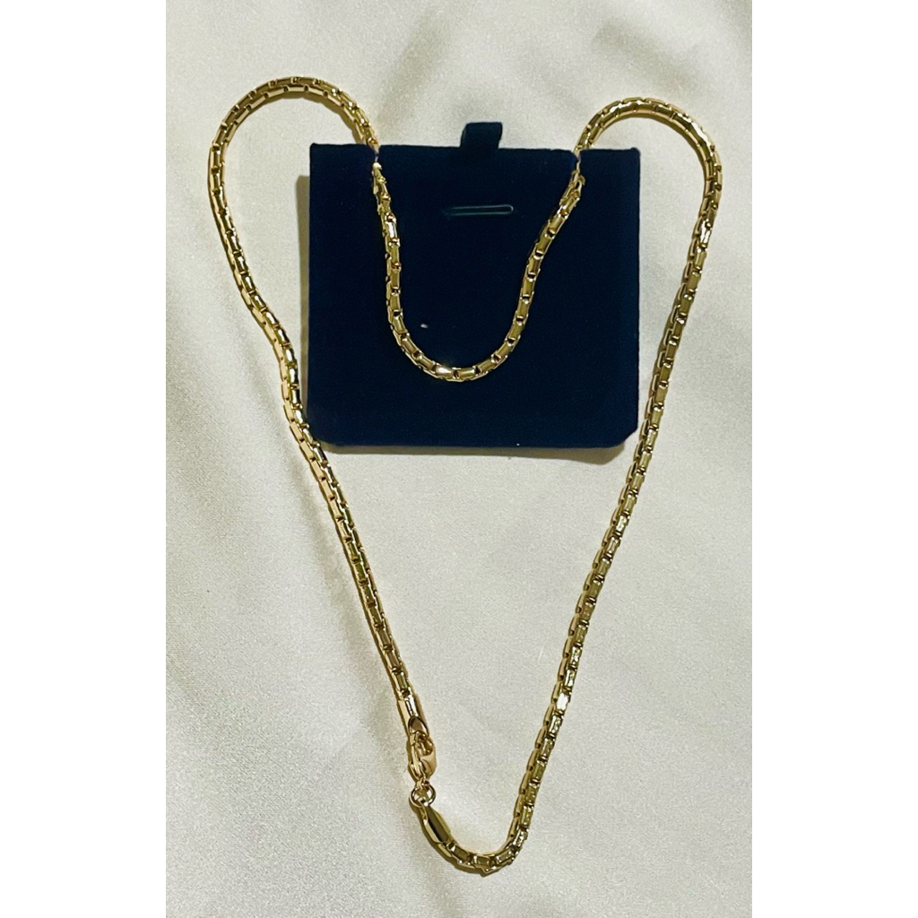 Vintage Box Link Necklace | Champagne Gold Setting 20inches product photo 5