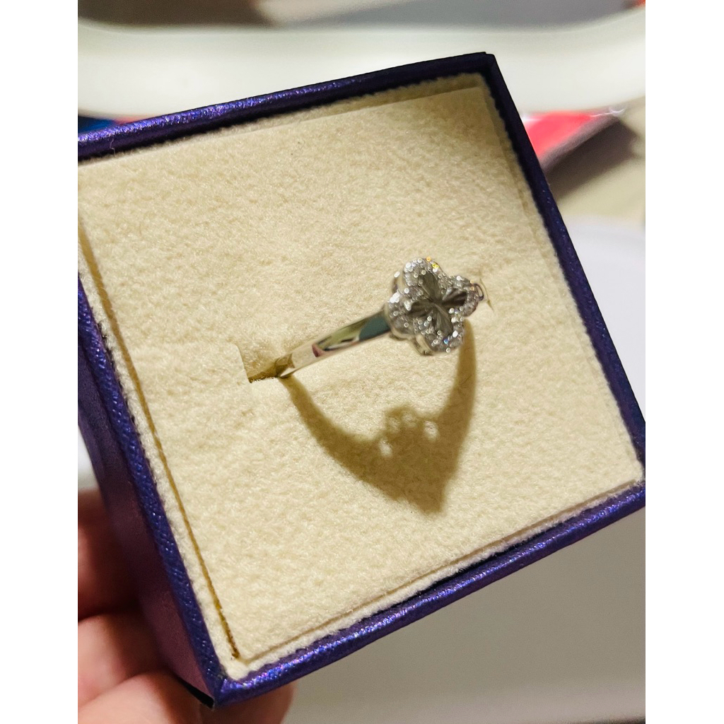 Four-Leaf Clover Ring with Diamond Accents | Platinum Setting | Size 6 product photo 4