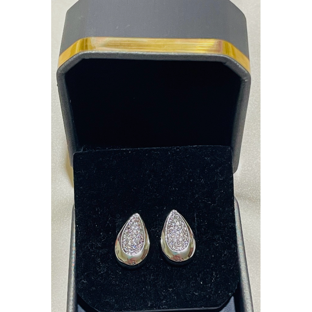 Botteg@-Inspired Pear Shape Stud Earrings | Platinum Settings | Diamond Accent product photo 2