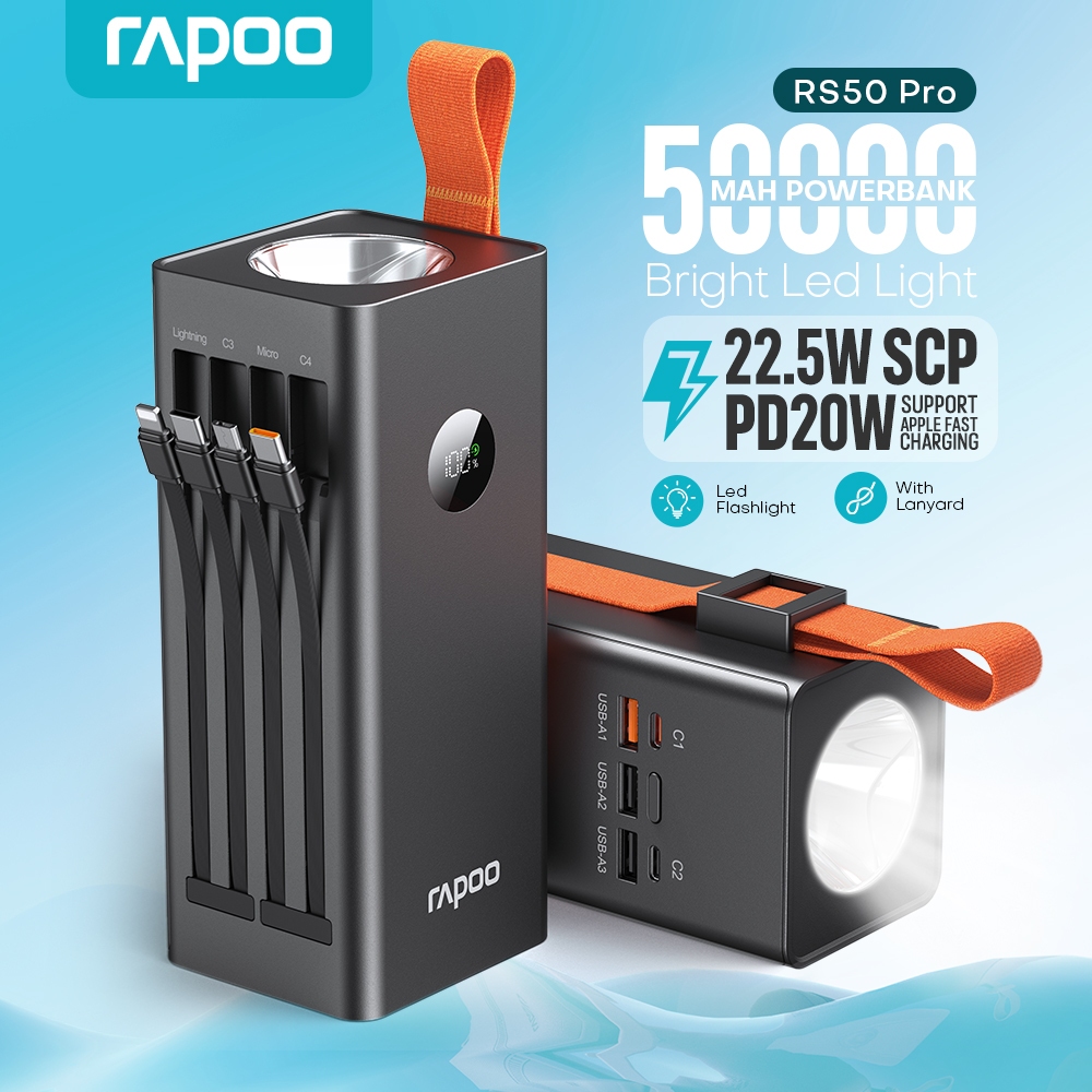 Rapoo 50000mAh, 70000mAh, and 100000mAh high-capacity power bank，powerbank with led display — view 2