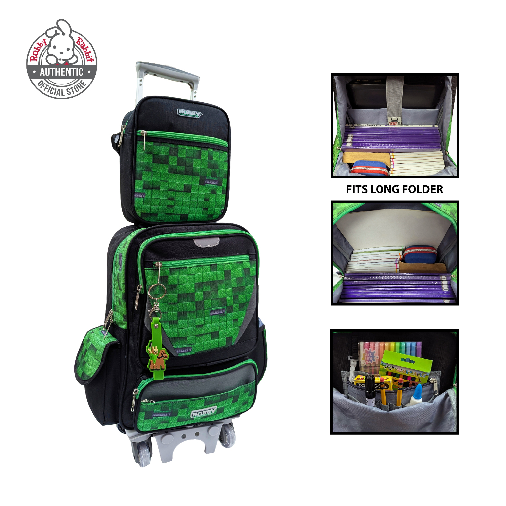 Robby Rabbit Pixel World 17-Inch Detachable Trolley (Green) — view 2