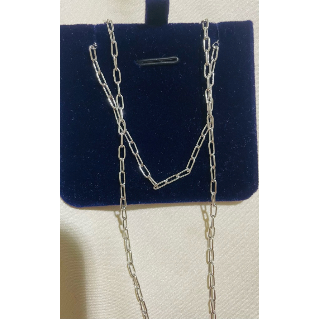 Small Paperclip Chain Necklace | Platinum Setting 16inches product photo 4