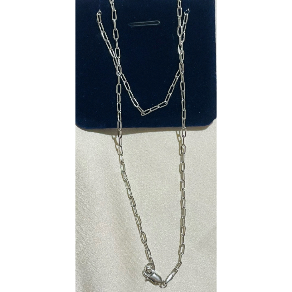 Small Paperclip Chain Necklace | Platinum Setting 16inches product photo 3