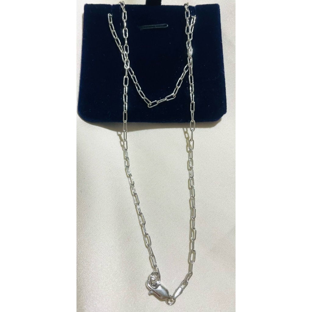 Small Paperclip Chain Necklace | Platinum Setting 16inches product photo 5