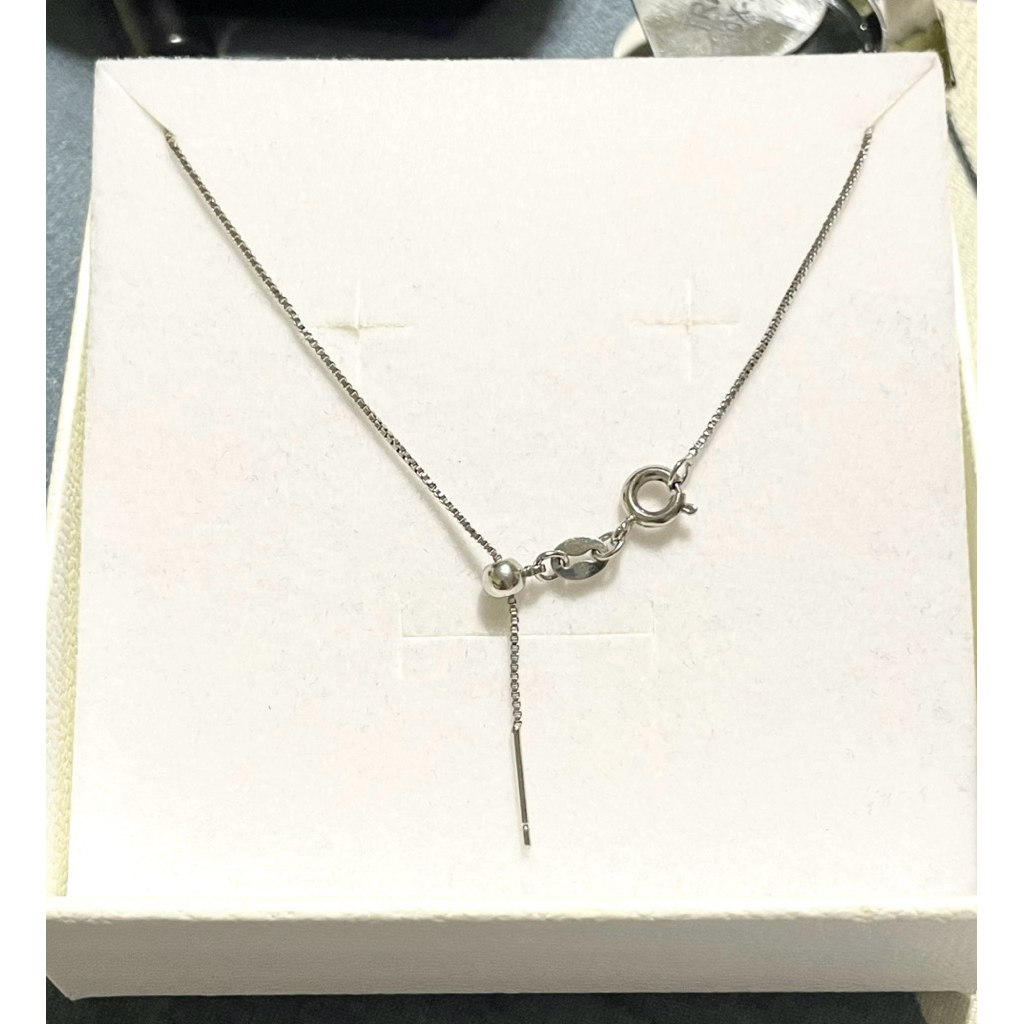 Adjustable Thin Box Chain Necklace | Platinum Setting product photo 5