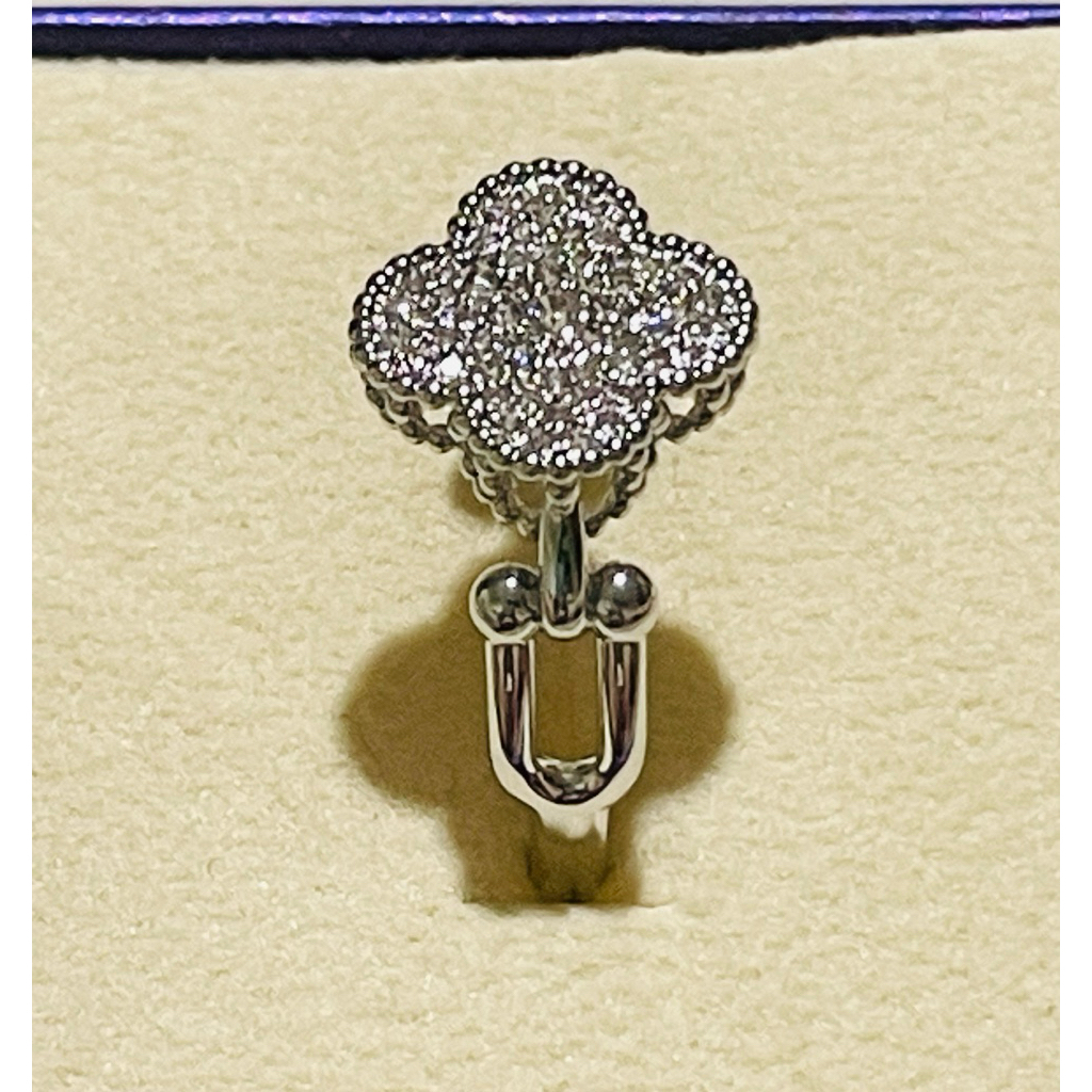Floral Statement Ring with Diamond Accents | Platinum Coated | Size 8 product photo 3