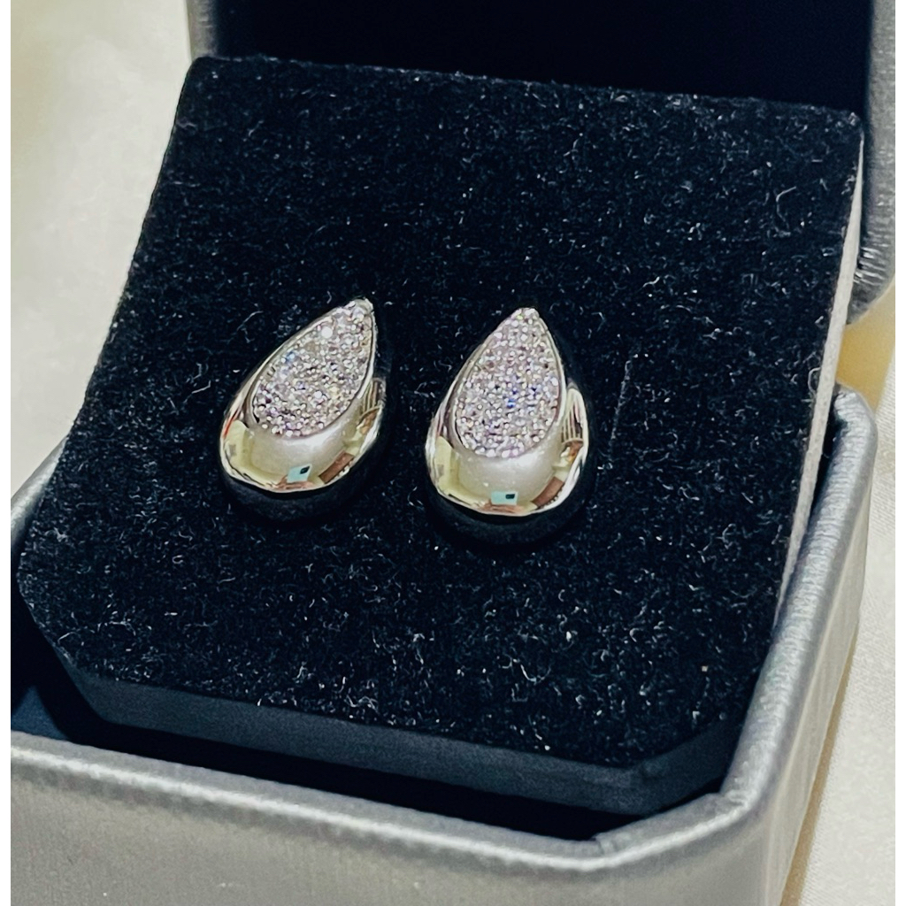 Botteg@-Inspired Pear Shape Stud Earrings | Platinum Settings | Diamond Accent product photo 3