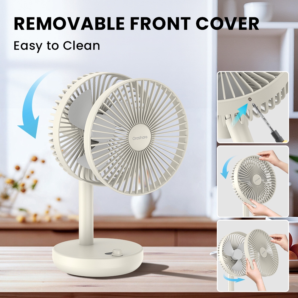 Orashare DF15 10000mAh Rechargeable Desk Fan Quiet 100 Speeds Wind Oscillating Fan with USB Output - Image 8
