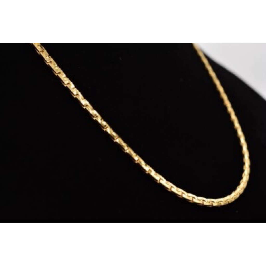 Vintage Box Link Necklace | Champagne Gold Setting 20inches