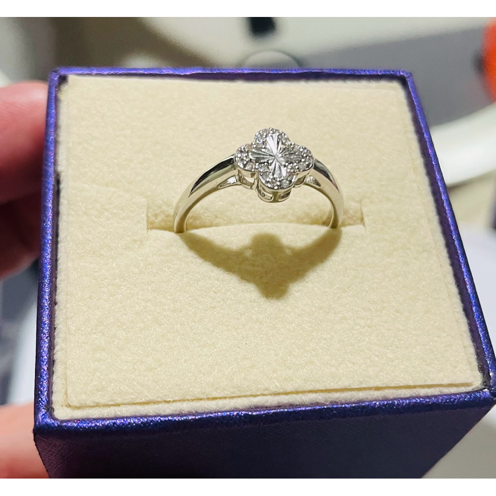 Four-Leaf Clover Ring with Diamond Accents | Platinum Setting | Size 6 product photo 2
