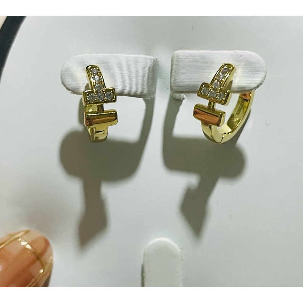 Tiff-Inspired Loop Earrings with Diamond Accents | Yellow Gold & Platinum Settings product photo 1