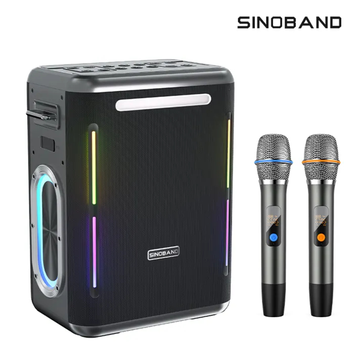 SINOBAND 300W Party 1981 Karaoke with 2 Microphones Deep Bass Wireless Bluetooth 5.3 Speaker — view 4