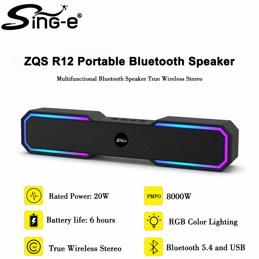Portable RGB Wireless Sound bar Bluetooth 5.4 Speaker True Wireless Stereo mini speaker for computer