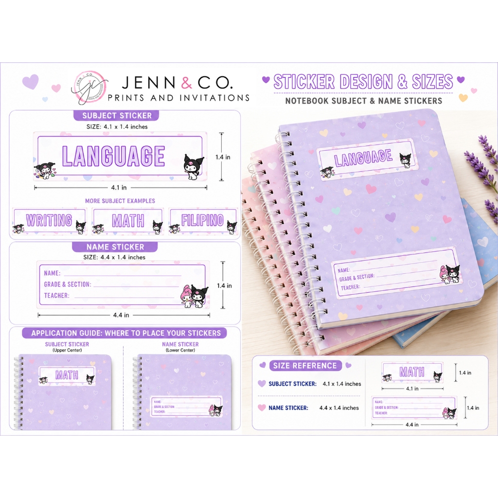 Subject and Name Stickers for Notebook