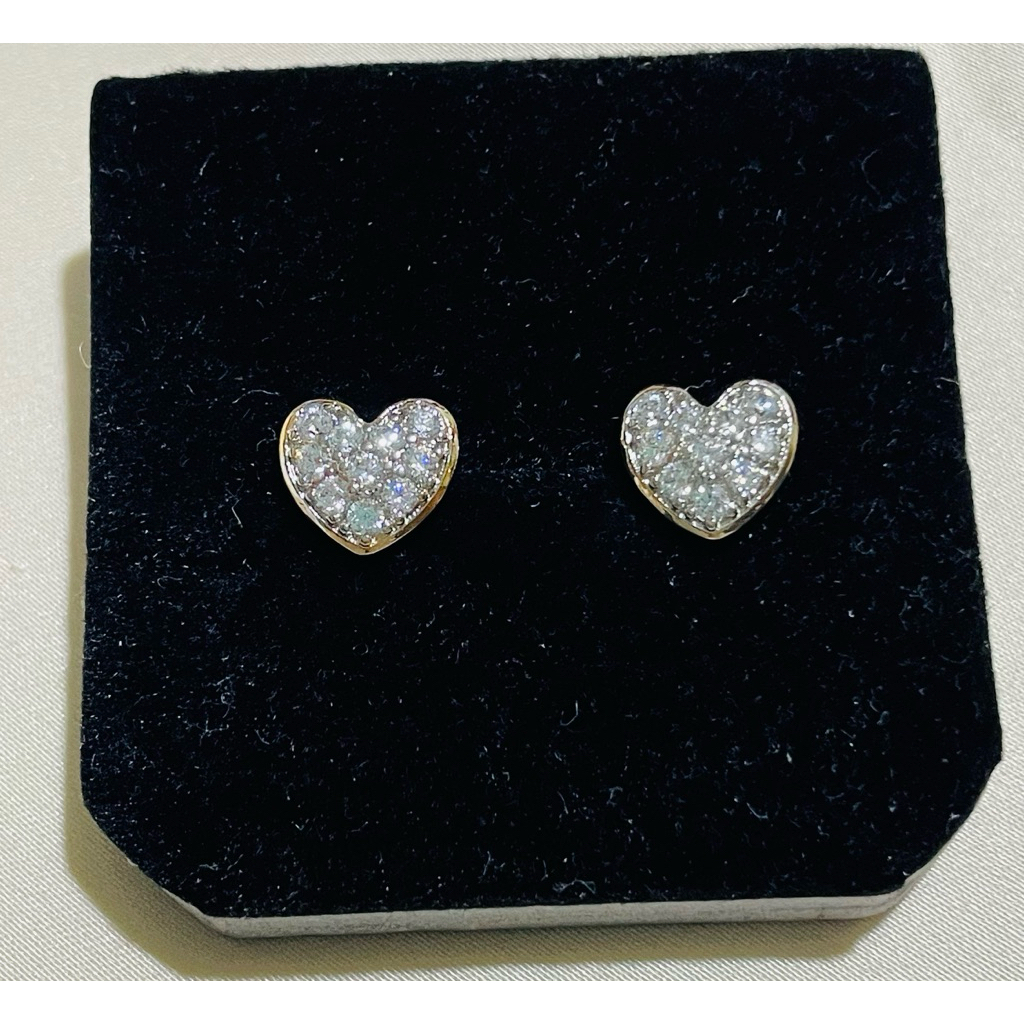 Heart-Shaped Diamond Stud Earrings | 18K Yellow Gold Settings | Diamond Accent product photo 2