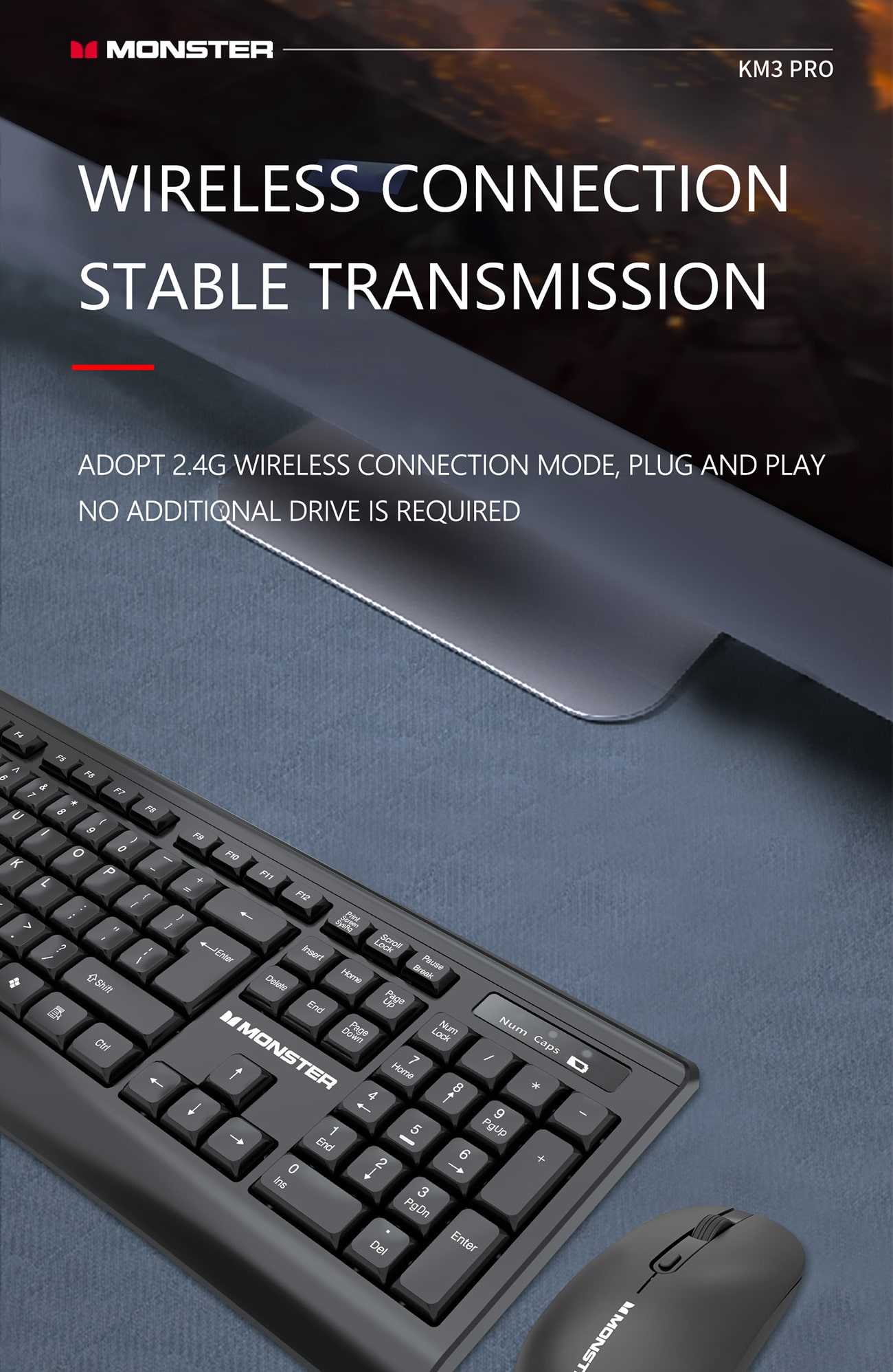 Monster Airmars KM3 Pro Wireless Keyboard & Mouse (SEAKM3PRO