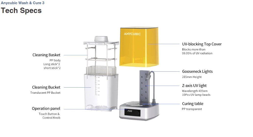 ANYCUBIC Wash and Cure 3 Plus Station, Size-Upgrade Wash Cure Machine with  Gooseneck Lights, Dual-Layer Design and IPA Saving, for Anycubic Photon