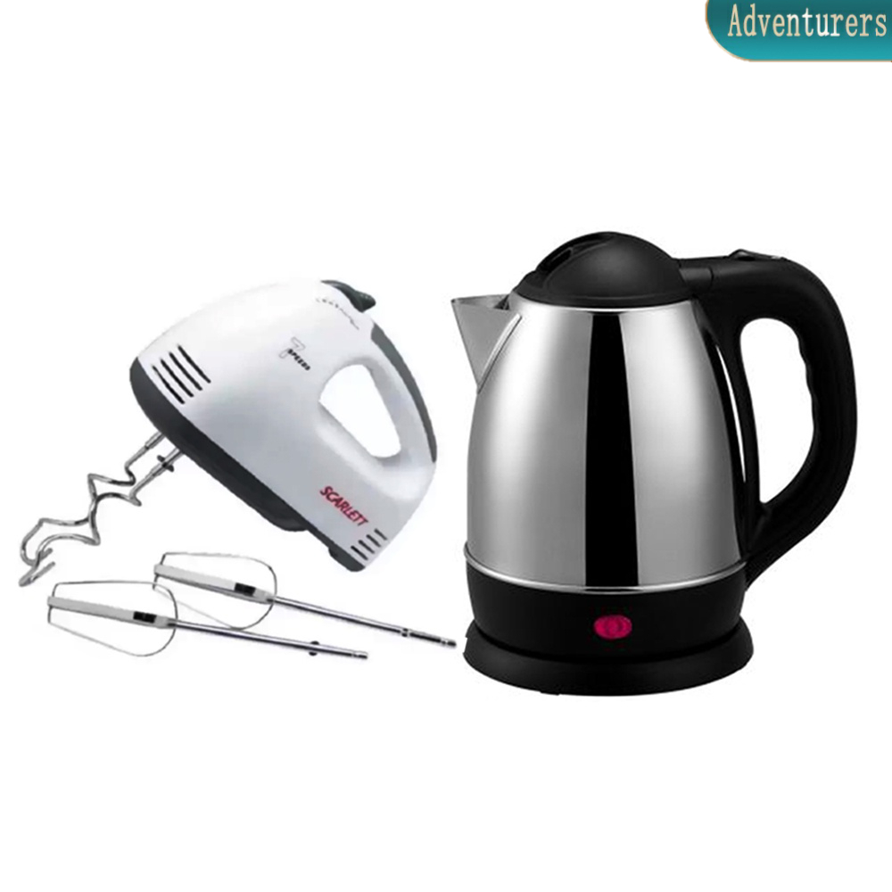Adventurers Stainless Steel Electric Kettle 1.8L w/FREE Electric Whisks