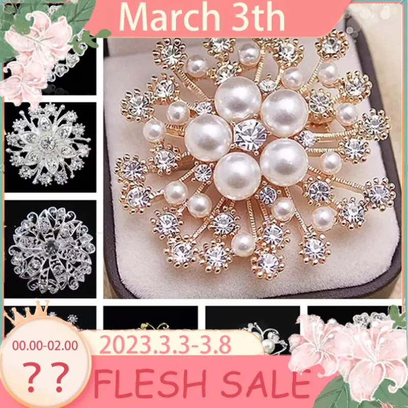 Brooch Pins Dress Accesories Flower Heart Rhinestone Plated Imitation