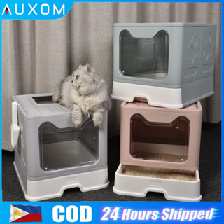 AUXOM Foldable Cat Litter Box With Scoop Kitten Litter Box Cat Toilet Capacity With Shovel