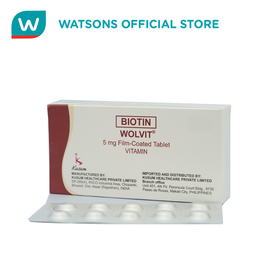 WOLVIT Biotin 5mg 1 Film-Coated Tablet