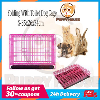 [Best price] 35CM/ 14inch Heavy Duty Pet Cages for Dog Foldable cage Cat  S M L with Poop Tray