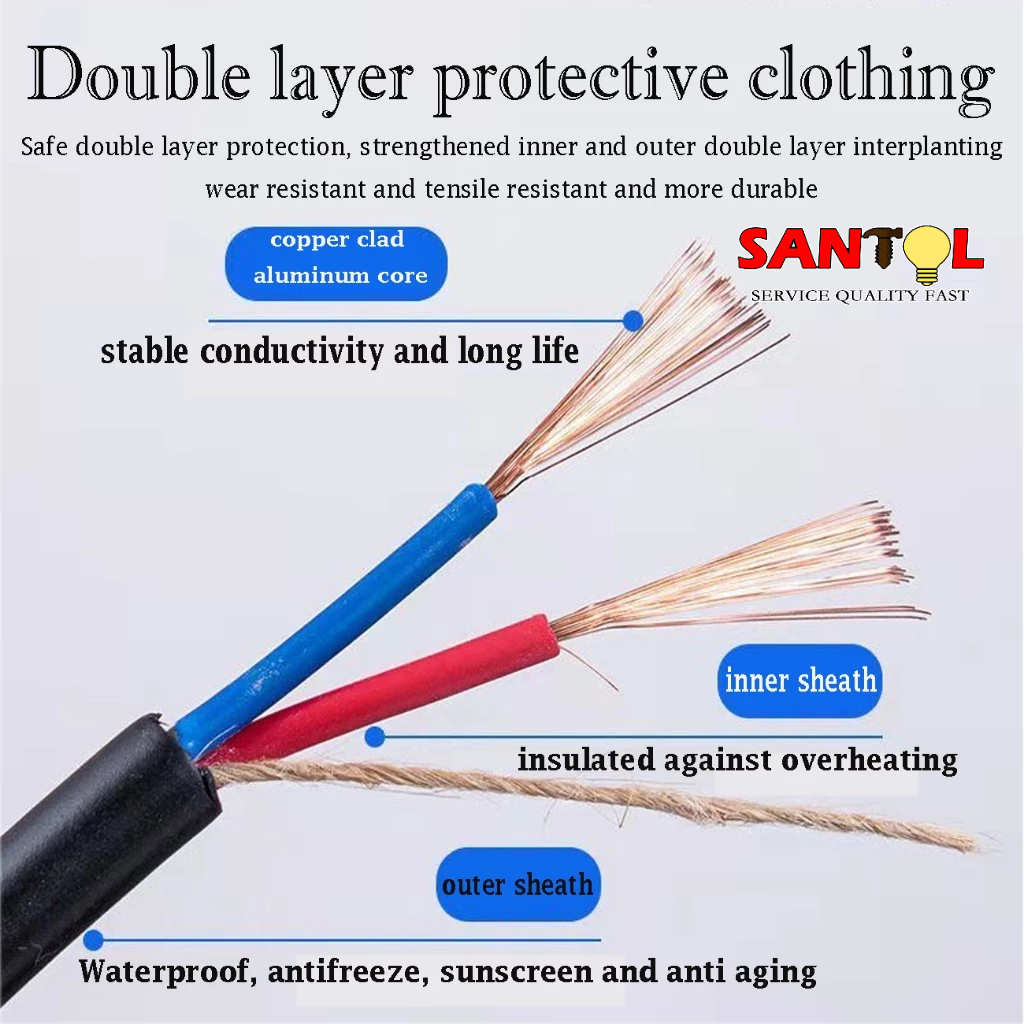 20 meters Heavy Duty RVV Black White Cable 2x4 mm² Extension Wire Pumb Welding Motor Light Cords — view 6