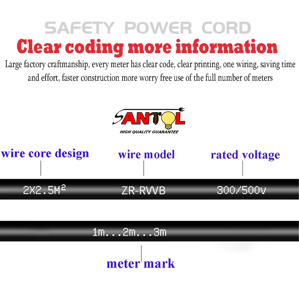 100meters Standard #14 #12 Household Sheathed Wire Outdoor Waterproof 2 Cores Extension Power Cord — view 8