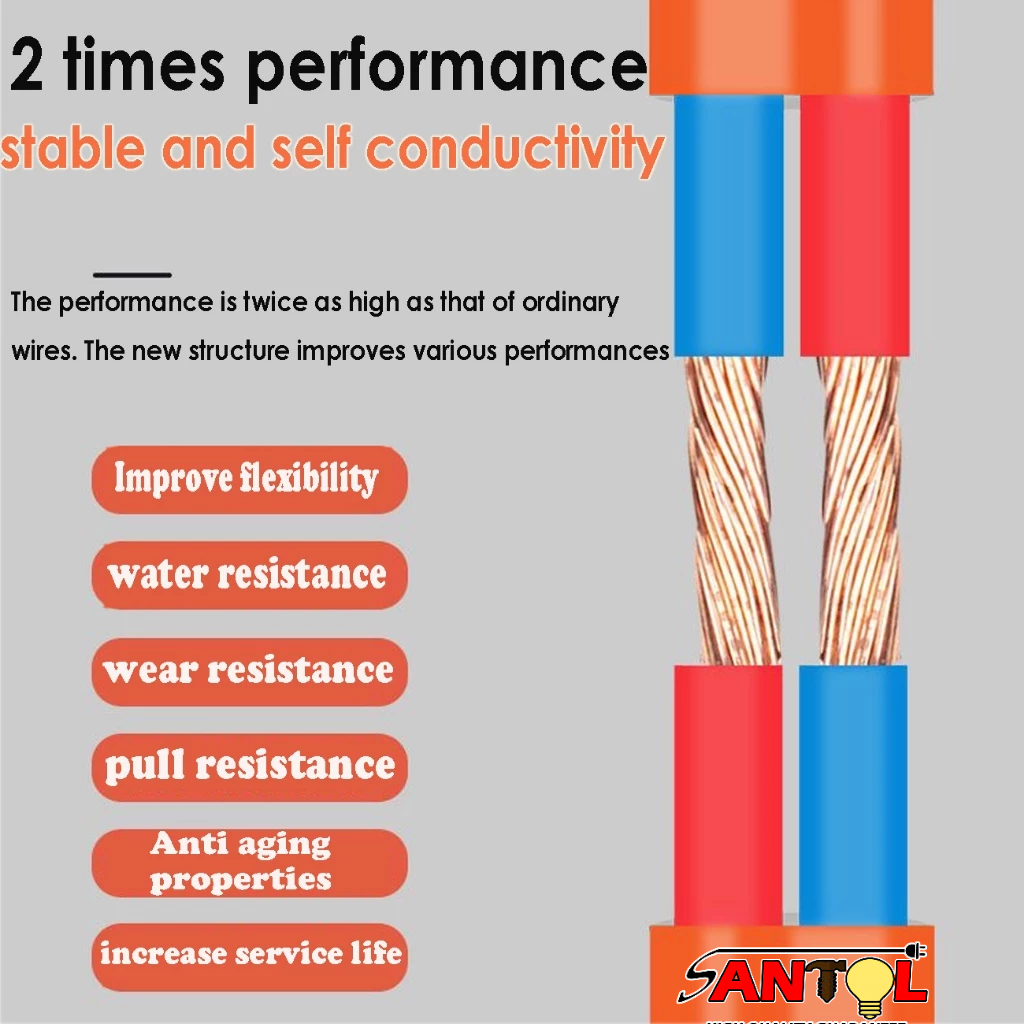 100M Outdoor Heavy Duty Cord #10 #12 #14 Round 2 Core Power Cable Household Sheathed Fireproof Wire — view 4