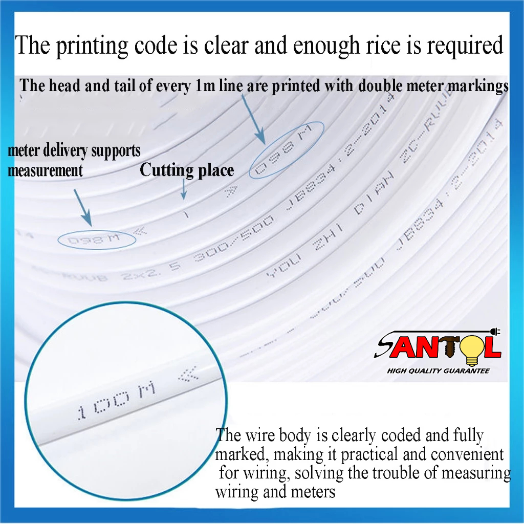 100meters Standard #14 #12 Household Sheathed Wire Outdoor Waterproof 2 Cores Extension Power Cord — view 4