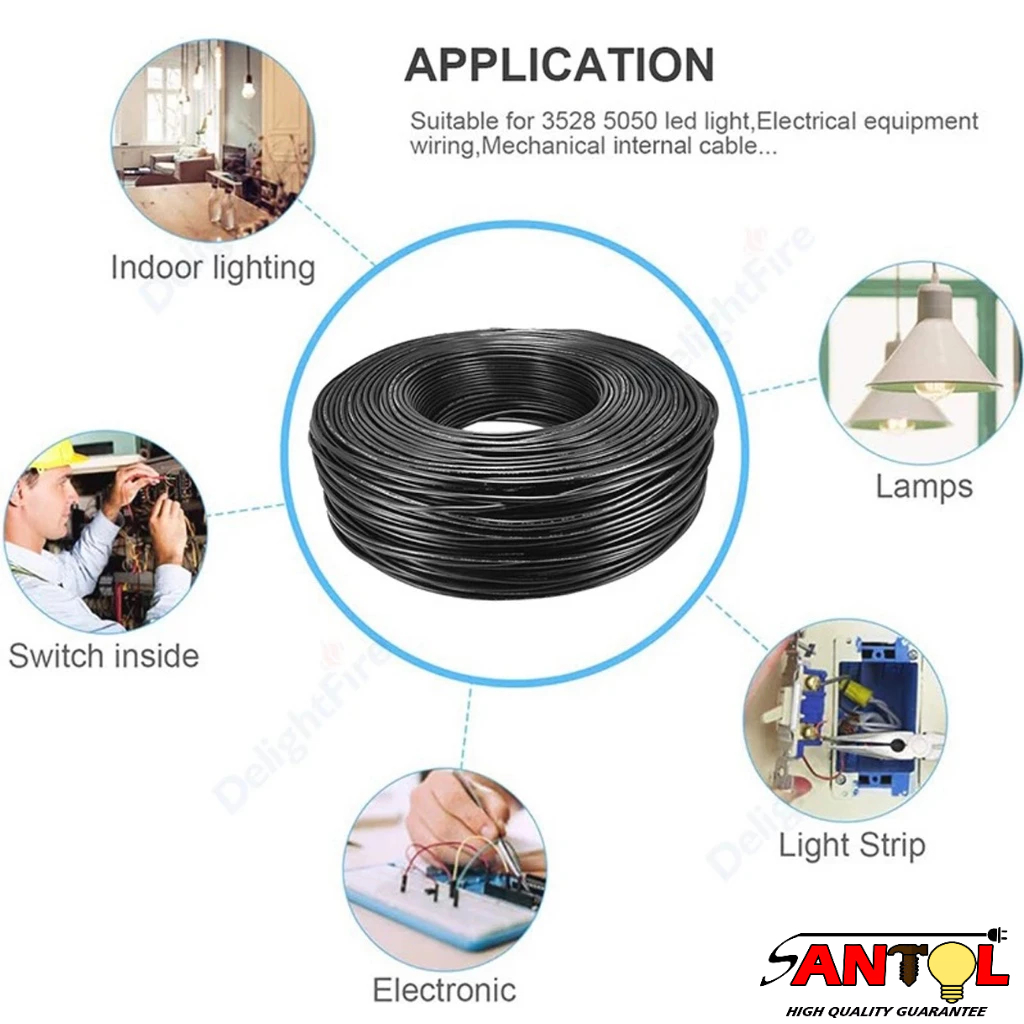 100meters Standard #14 #12 Household Sheathed Wire Outdoor Waterproof 2 Cores Extension Power Cord — view 5