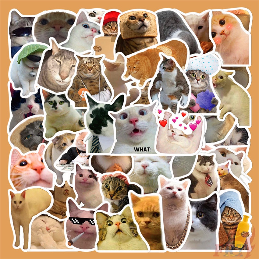 Funny Cats Emoji Series 01 Stickers 50Pcs/Set DIY Fashion Waterproof ...