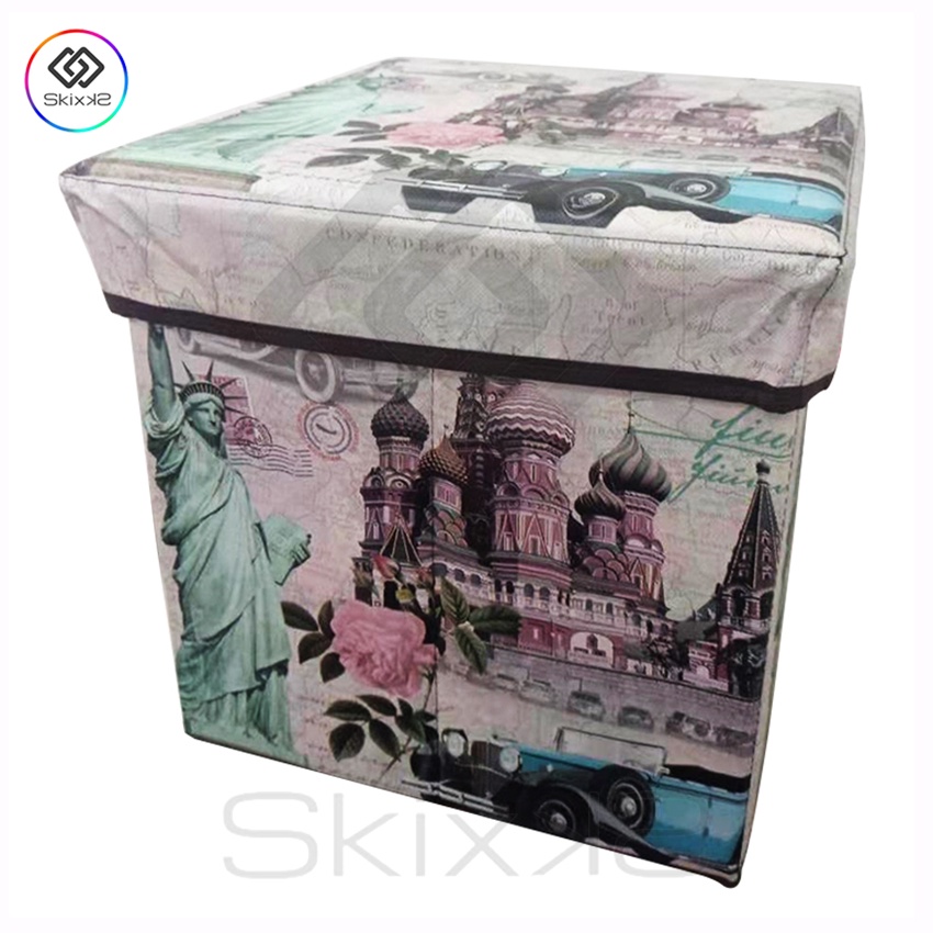 Storage Box Chair Kids Stool Ottoman Foldable Storage Box Footrest Seat