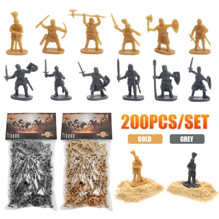 200Pcs Plastic Medieval Knight Soldiers Model Toys Army Men Infantry Swordman For Kids Warfare Gifts