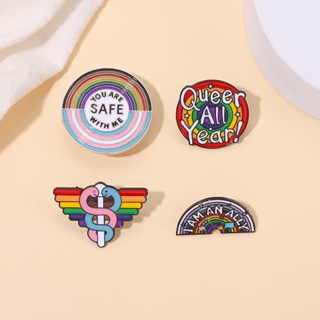 You Are Safe with Me Enamel Pin Creative Rainbow Pride Brooches Lapel Pin Badge Cartoon Rainbow Jewelry Gift for Lover Friends #7
