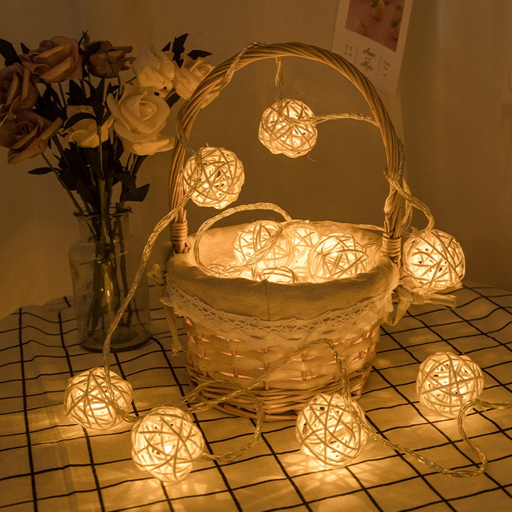 rattan light Hand Woven rattan Light 10/20/40 Led Rattan Balls Fairy String Decorative Lights