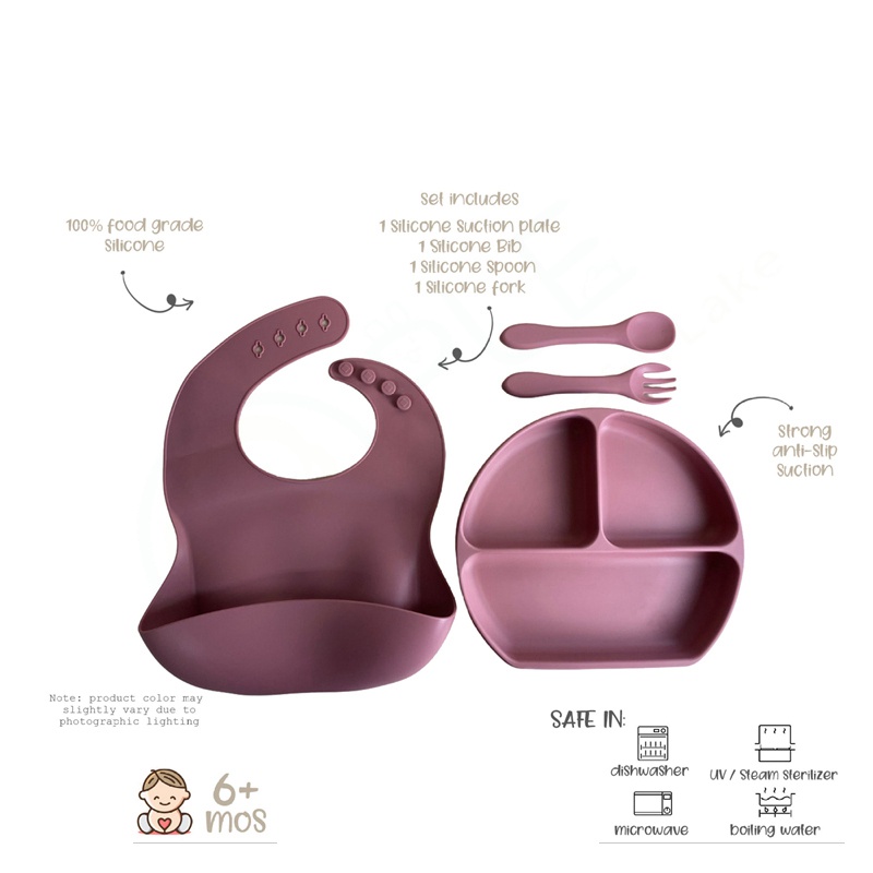 【Local Delivery】 For Baby Kids Toddler 5PCS Silicone Suction Plate With Spoon Fork Bowl BPA Free