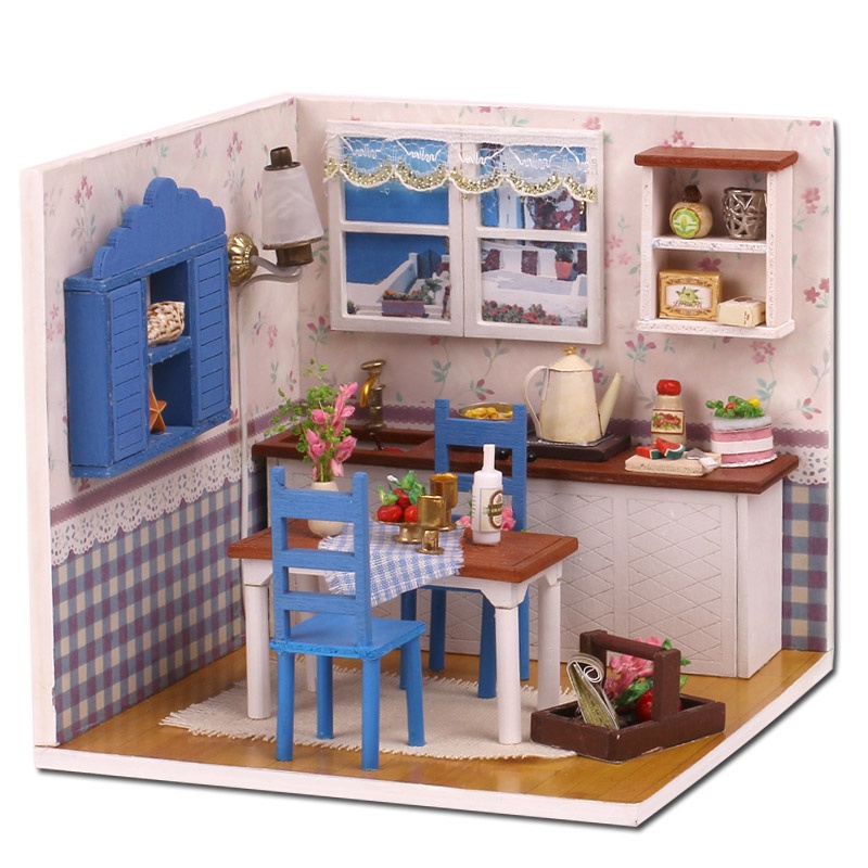 3D Wooden Furniture DollHouse Diy Doll House Minature Kit Roombox Warm