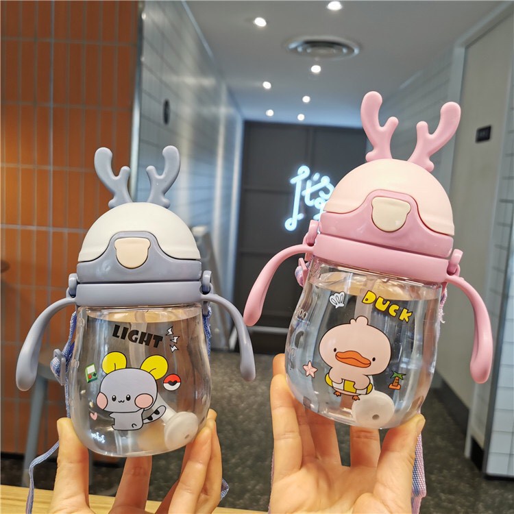 (hot sale)BCW 370ml deer ear water bottle for baby with division for babies to learn to drink water