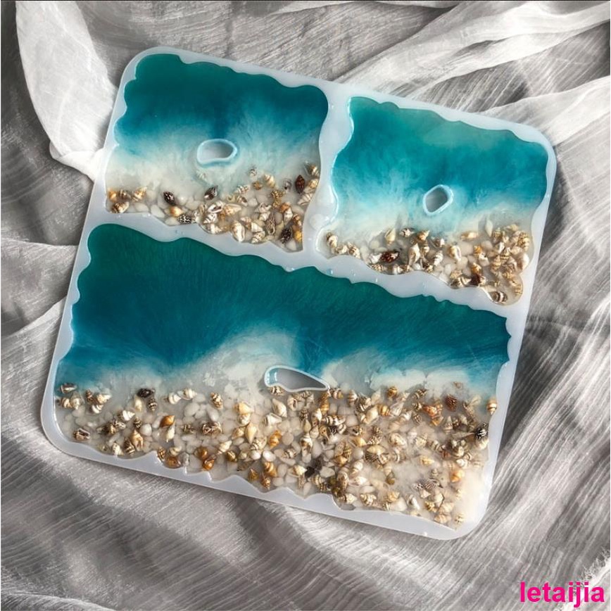 Little Golden Dragon Handmade diy Resin Epoxy Silicone Abrasive Tool Wave Coaster Swing Table Square Backing Board Gypsum Material